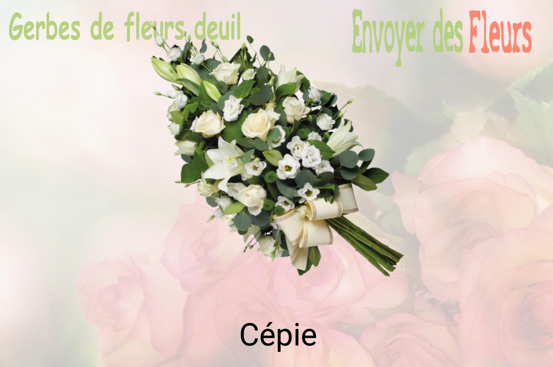 Gerbe de fleurs de deuil livrée à Cépie